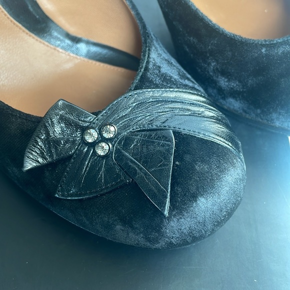 EUC Ernesto Esposito Blk Velvet/Leather Retro Inspired Pumps size 40/US 9 - 9.5 - Picture 7 of 8